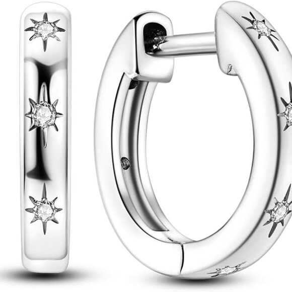 Jewelry - Earrings for Women 925 Sterling Silver Heart Hoops Small Colorful Rainbow Hoop E